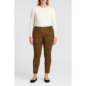Who What Wear Slim Pull-On Pants Leopard Print Size 12 Rayon Blend EUC